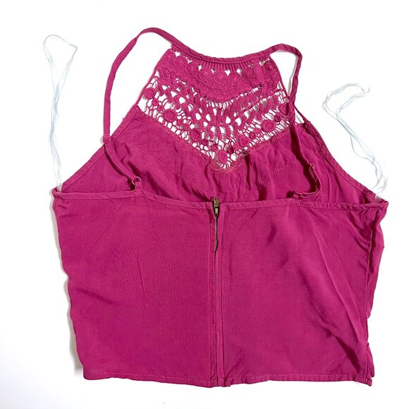 Rue21 Magenta Crop Top with Crochet Details (small) - Picture 2 of 6